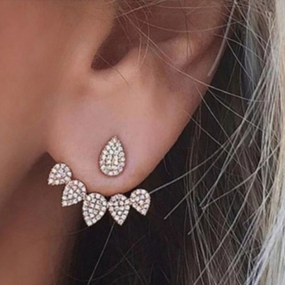 Rhinestone Ear Jacket Earrings - Picture 2 of 4